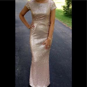 Adrianna Papell Sequin Bateau Short Sleeves Dress